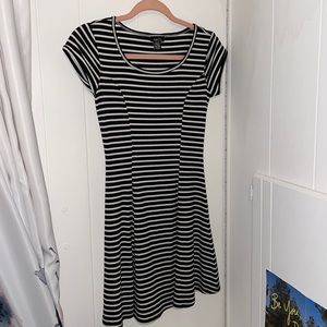 Rue21 Black & White Striped Skater Dress